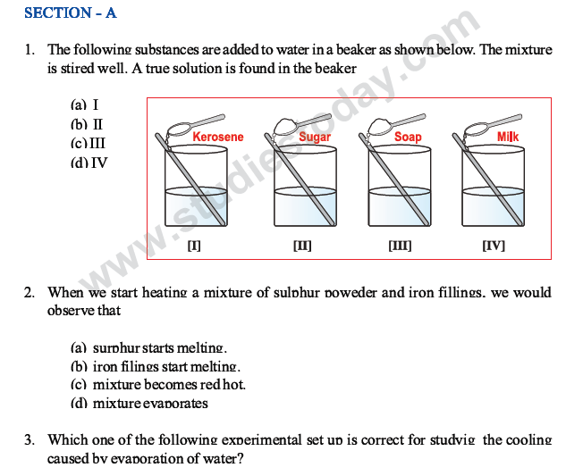 CBSE Class 10 Science MCQs Set 1, Multiple Choice Questions